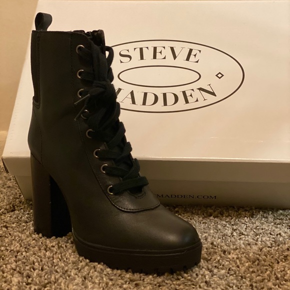 steve madden latch black leather